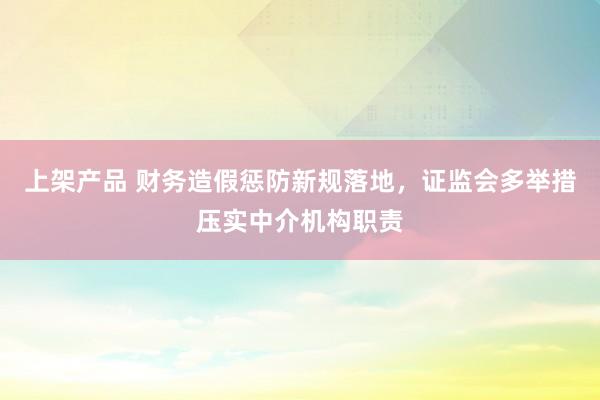 上架产品 财务造假惩防新规落地，证监会多举措压实中介机构职责